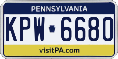 PA license plate KPW6680