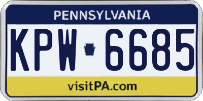 PA license plate KPW6685