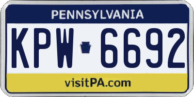 PA license plate KPW6692