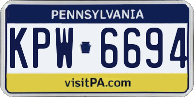 PA license plate KPW6694