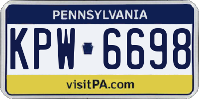PA license plate KPW6698