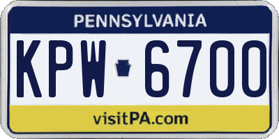 PA license plate KPW6700