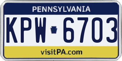 PA license plate KPW6703