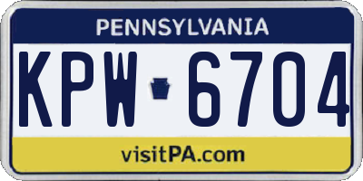 PA license plate KPW6704