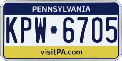 PA license plate KPW6705
