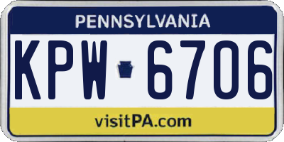 PA license plate KPW6706