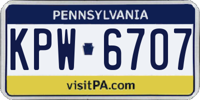 PA license plate KPW6707