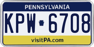 PA license plate KPW6708