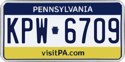 PA license plate KPW6709