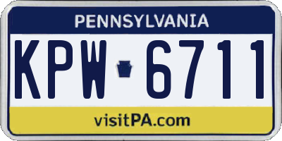 PA license plate KPW6711