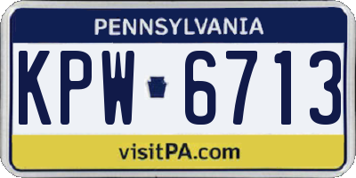 PA license plate KPW6713