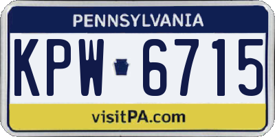PA license plate KPW6715