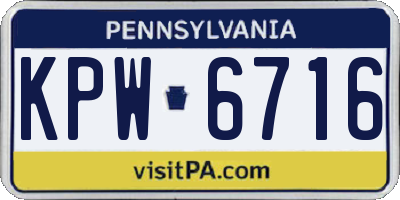 PA license plate KPW6716