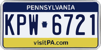 PA license plate KPW6721