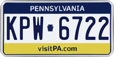 PA license plate KPW6722