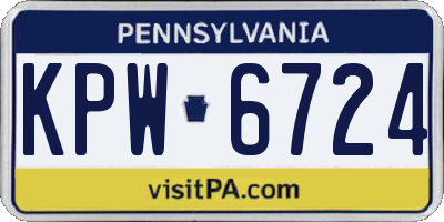 PA license plate KPW6724