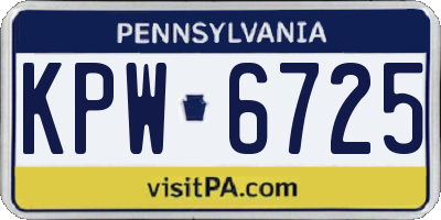 PA license plate KPW6725