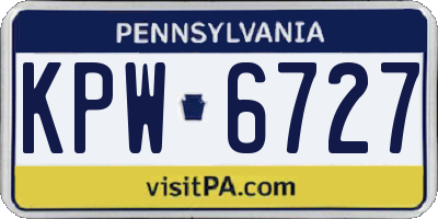 PA license plate KPW6727