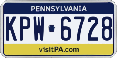 PA license plate KPW6728