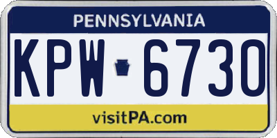 PA license plate KPW6730