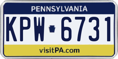 PA license plate KPW6731