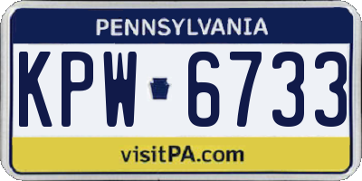 PA license plate KPW6733