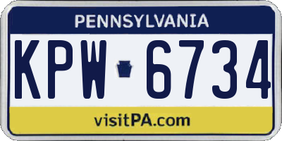 PA license plate KPW6734