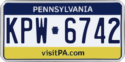 PA license plate KPW6742