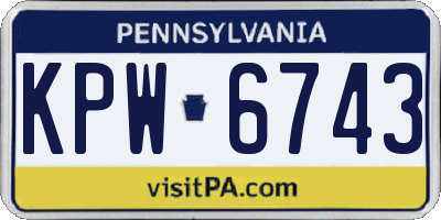 PA license plate KPW6743