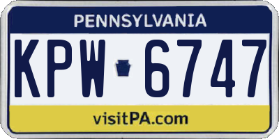 PA license plate KPW6747