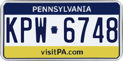 PA license plate KPW6748