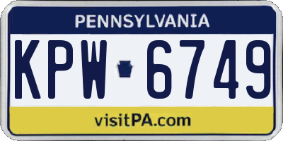 PA license plate KPW6749