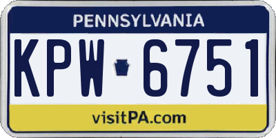 PA license plate KPW6751