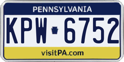 PA license plate KPW6752