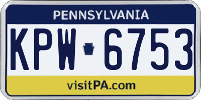 PA license plate KPW6753