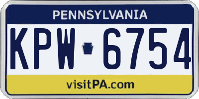 PA license plate KPW6754