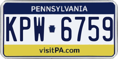 PA license plate KPW6759