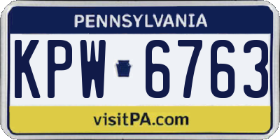 PA license plate KPW6763