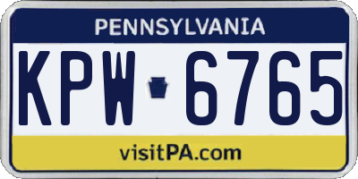 PA license plate KPW6765