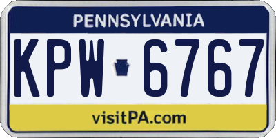 PA license plate KPW6767
