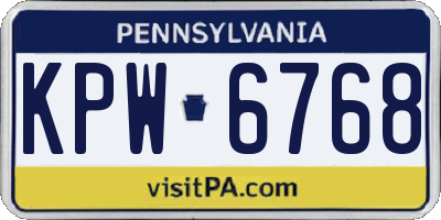 PA license plate KPW6768