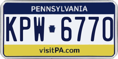 PA license plate KPW6770