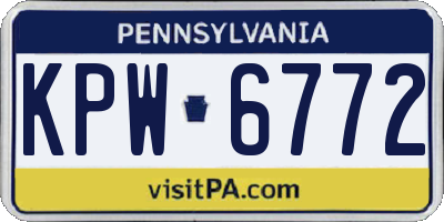 PA license plate KPW6772