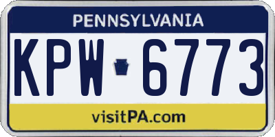 PA license plate KPW6773