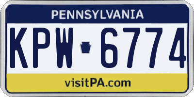 PA license plate KPW6774