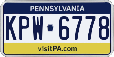 PA license plate KPW6778