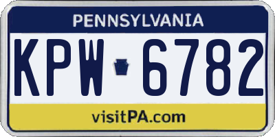 PA license plate KPW6782