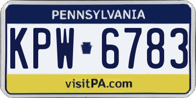 PA license plate KPW6783