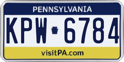 PA license plate KPW6784