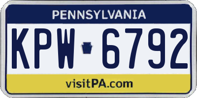 PA license plate KPW6792